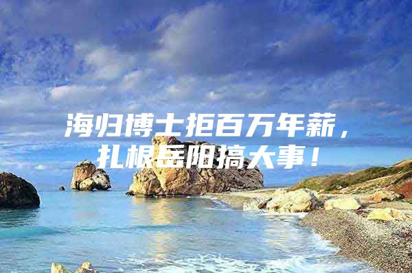 海歸博士拒百萬(wàn)年薪，扎根岳陽(yáng)搞大事！