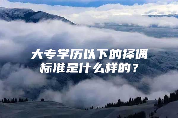 大專學(xué)歷以下的擇偶標(biāo)準(zhǔn)是什么樣的？