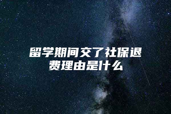 留學(xué)期間交了社保退費理由是什么