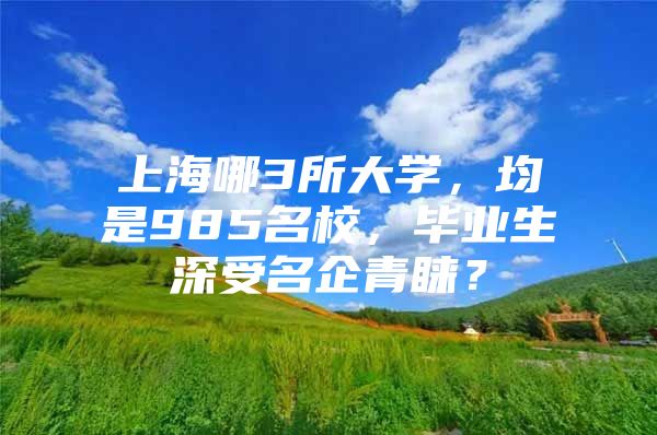 上海哪3所大學(xué)，均是985名校，畢業(yè)生深受名企青睞？