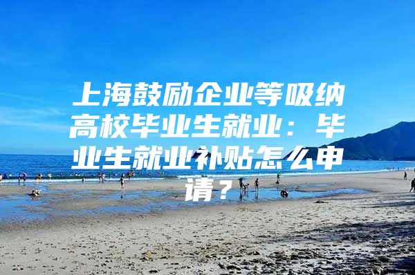 上海鼓勵(lì)企業(yè)等吸納高校畢業(yè)生就業(yè)：畢業(yè)生就業(yè)補(bǔ)貼怎么申請(qǐng)？