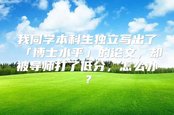 我同學本科生獨立寫出了「博士水平」的論文，卻被導師打了低分，怎么辦？