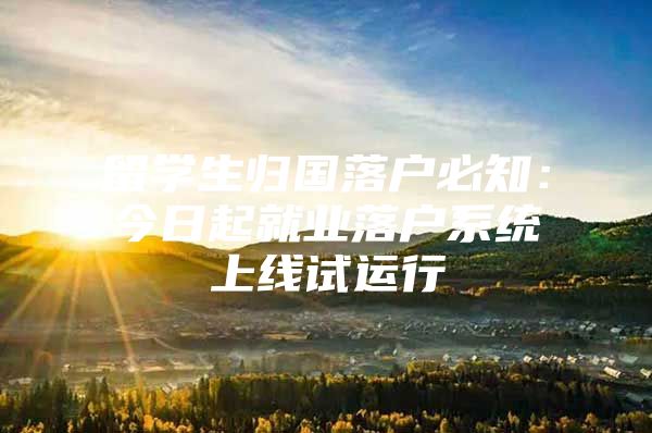 留學生歸國落戶必知：今日起就業(yè)落戶系統(tǒng)上線試運行