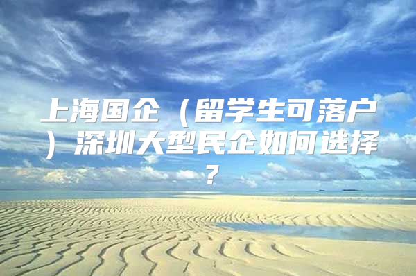 上海國企（留學(xué)生可落戶）深圳大型民企如何選擇？